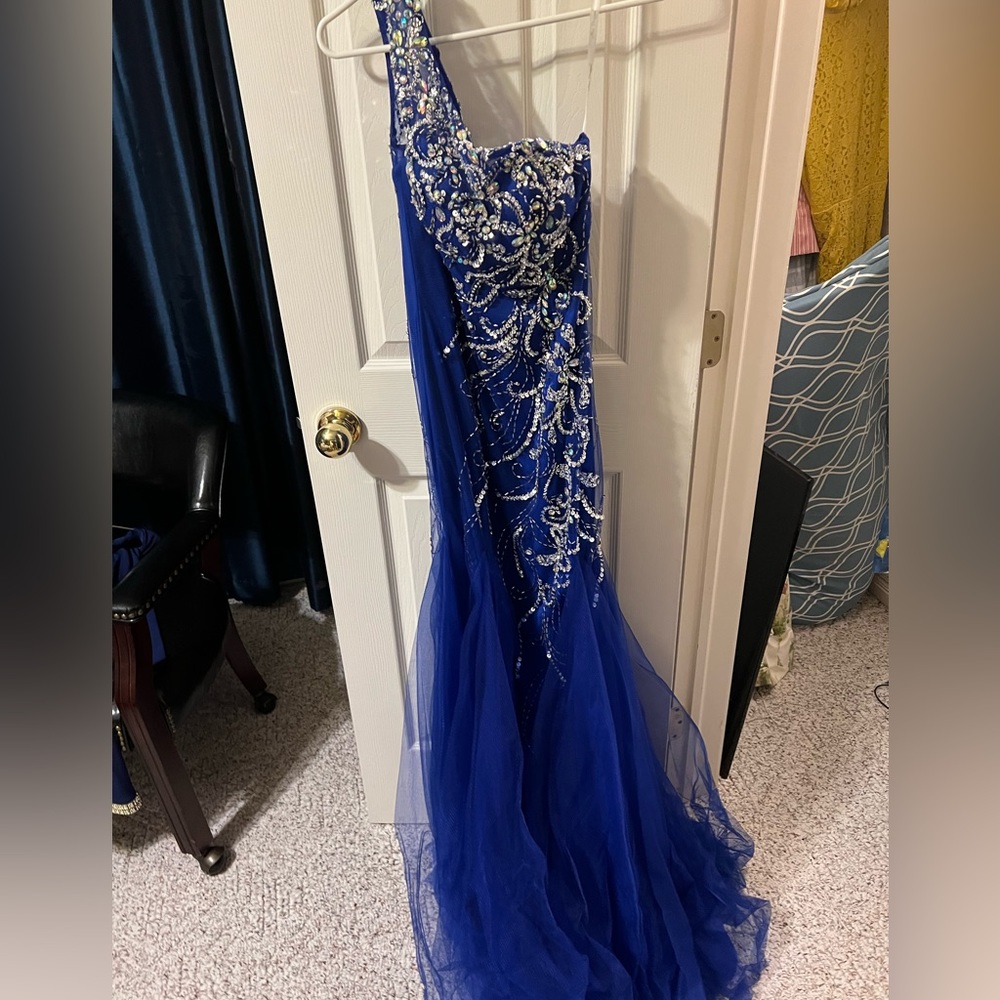 Mac Duggal prom dress. Royal blue with silver.